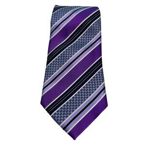 Ermenegildo Zegna 100% Silk Tie Purple Blue Stripe Made in Italy Size 3.5"x58"